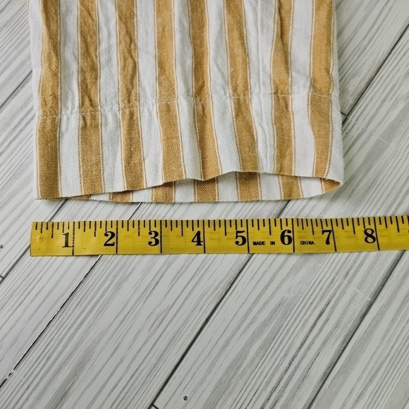 Madewell Tapered Huston Pull On Linen Crop Pants in Golden Plume Stripe Sz Small - Picture 14 of 14